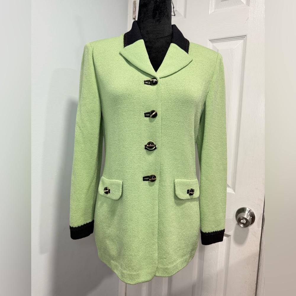 St. John Mint Blazer with Ebony Accents
